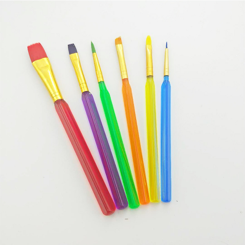 跨境 6件套 多功能儿童绘画笔 糖果色彩色塑料杆水彩笔 产地货源