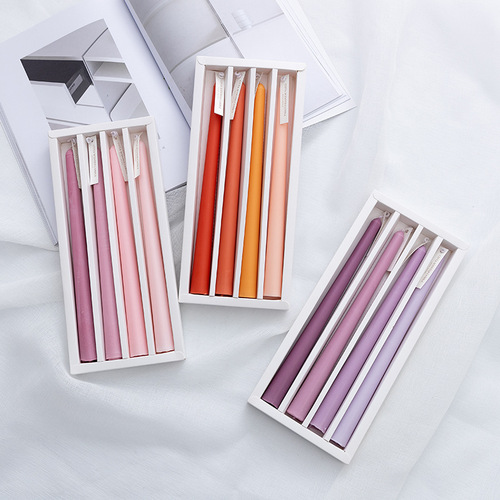 European-style long rod candle romantic wedding Western restaurant hotel candle holder Morandi color system gradient color smokeless aromatherapy candle