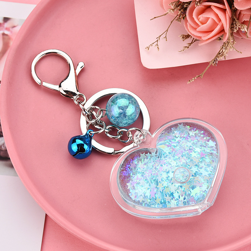 Korean  Acrylic Heart Flowing Sequins Quicksand Keychain Wholesale Nihaojewelry display picture 4
