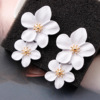 Long accessory, earrings, European style, flowered, wholesale