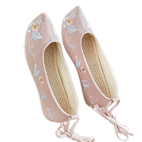 Ancient chinese hanfu kimono dress shoes for children Hanfu shoes embroidered shoes Bow Shoes for women