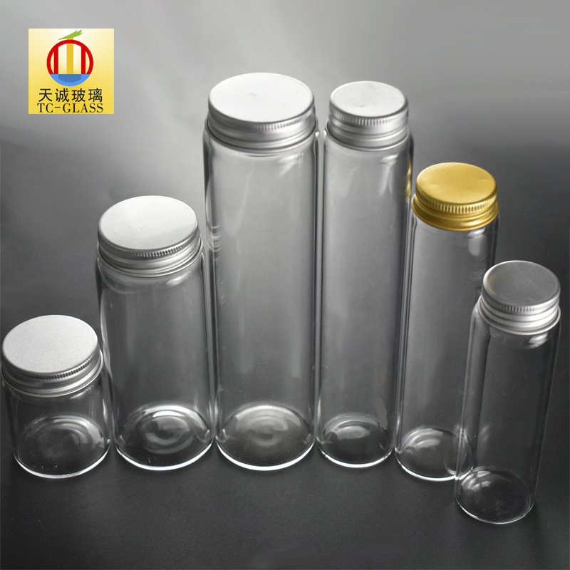 高硼硅玻璃瓶铝盖透明密封茶叶罐小茶叶包装管制瓶精油瓶