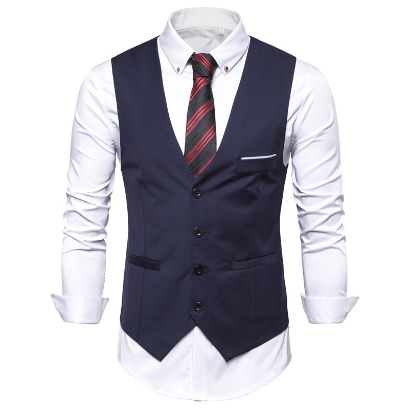 Estilo coreano de los hombres chaleco traje Los sin mangas los hombres chaleco traje chaleco casual negocios profesional formal moda