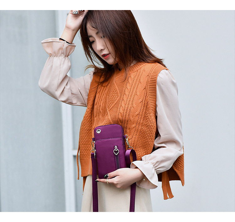 112g Weight Polyester Lining Material Zipper Closure Type Single Shoulder Strap Strap Type Phone Wallet Bags Type Daily Occasion Oxford Cloth Material Solid Color Pattern All Seasons Season Unisex Gender Fashion Style Square Shape Unisex All Seasons Oxford Cloth Fashion Phone Wallet 13