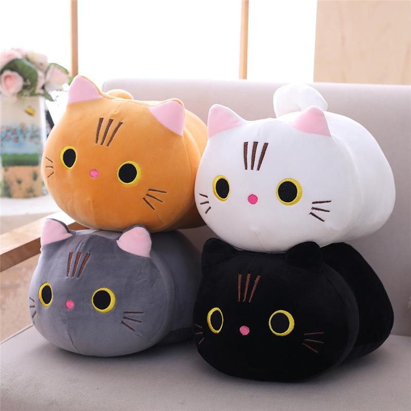 귀여운 뚱뚱한 고양이 봉제 인형 부드러운 귀여운 고양이 헝겊 인형 어린이 진정 원통형 베개 생일 선물