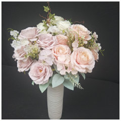 11叉單色茶花玫瑰仿真花客廳餐桌簡約擺件假花直播婚慶裝飾花束