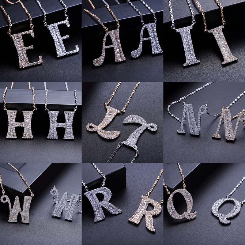 Copper necklace with letters with zircon for traveling