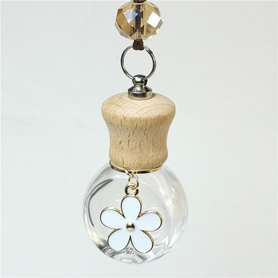 汽车香水瓶挂件车载香薰瓶挂饰车轮形小雏菊金属花瓣水晶珠蜡绳|ms