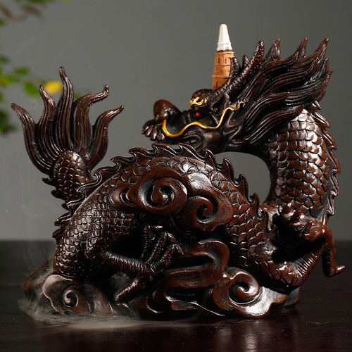 Cross-border new product reverse flow incense burner, creative large Chinese dragon reverse flow sandalwood incense burner craft home decoration ornament