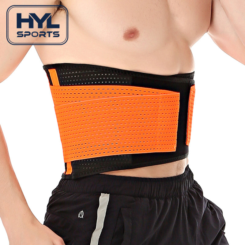 亚马逊跨境 运动健身收腹护腰7根支撑防滑条透气网眼加压松紧带