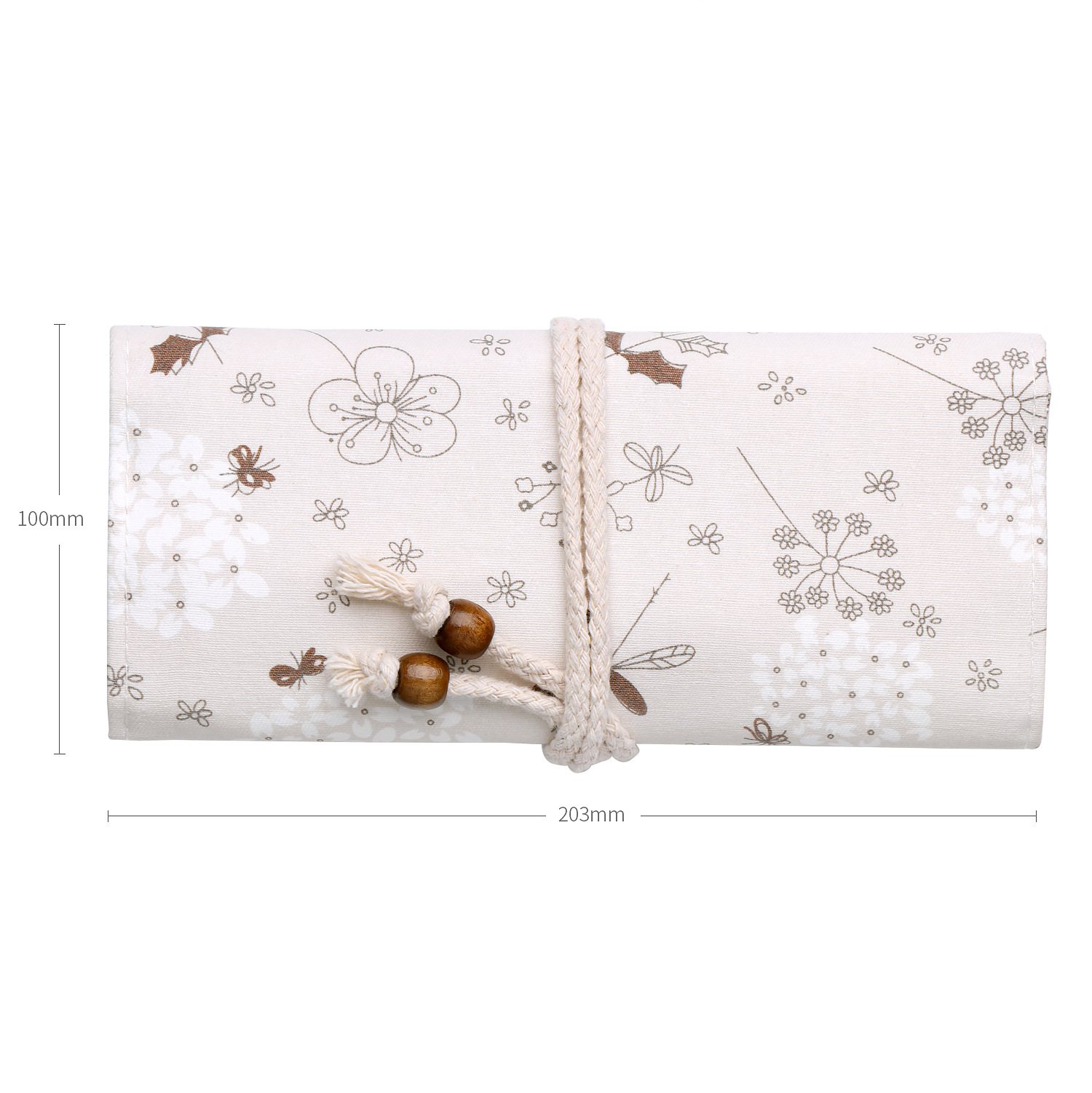 Fashion White Wooden Handle Small Floral Dragonfly Storage Bag Makeup Brush Set Wholesale Nihaojewelry display picture 3