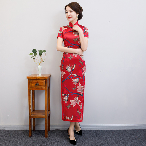 Women chinese traditional Cheongsam chinese dresses elegant retro traditional qipao dress daily host