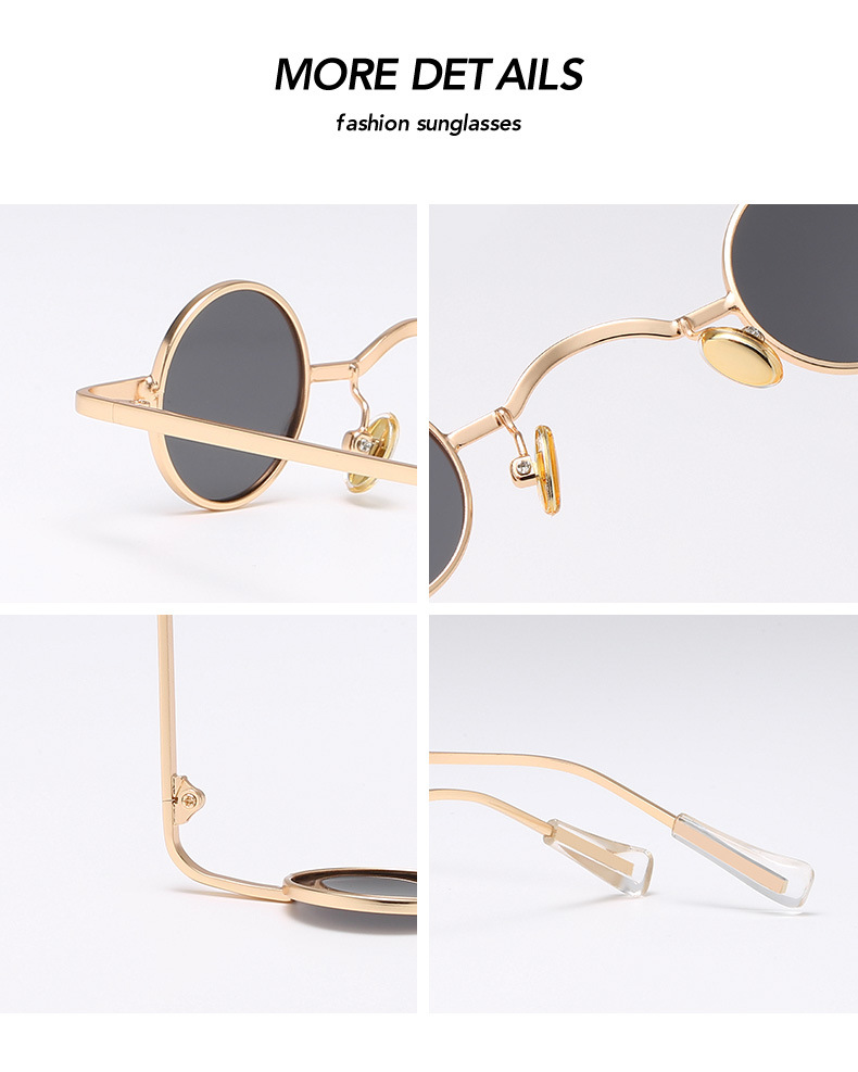 30g Weight Full Frame Glasses Structure Sunglasses Classification Tac, UV400 Protection Lens Material Round Frame Glasses Style Party, Stage Occasion Solid Color Pattern All Seasons Season Women's Gender Retro, Punk Style Retro Punk Solid Color Tac UV400 Protection Round Frame Full Frame Women's Sunglasses 18