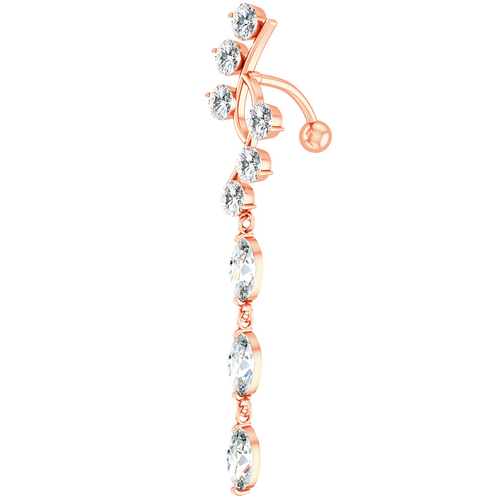 Nuovo piercing creativo con bottone in zircone smussato e anello per l'ombelico_voghion.com