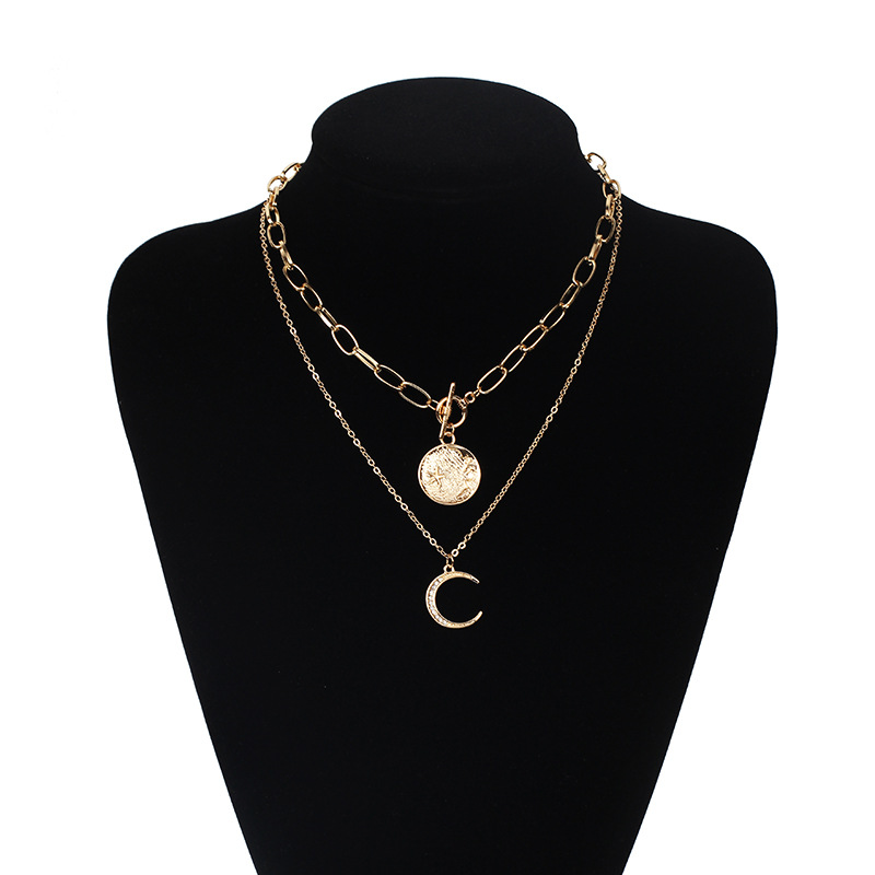 21g Weight Necklace Classification Women'S Gender Fashion Style Gold, Silver Color Fashion Alloy Moon Women's Necklace Clavicle Chain 6