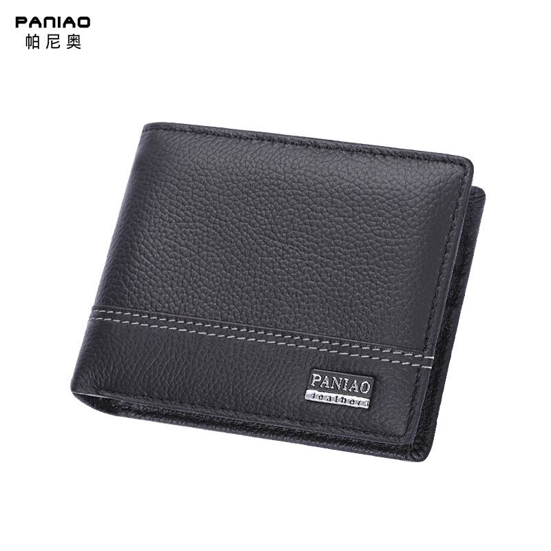 帕尼奥男士真牛皮钱包 休闲短款 时尚复古多卡位钱夹头层牛皮证件