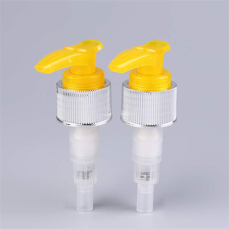 厂家供应 24牙乳液泵头 洗手液泵 银色条纹电镀乳液泵头