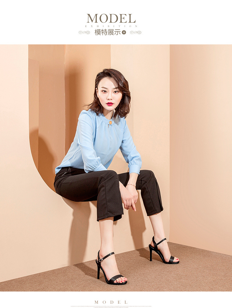 Sandal nữ cao gót một quai da bò hở mũi phong cách La Mã — Chiều cao gót đen [7.5 cm] chi tiết 17