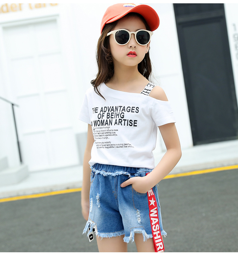 Kinder Baby Mädchen Freizeit Outfits T-shirt Tops Jeans Shorts Kleidung Summer 