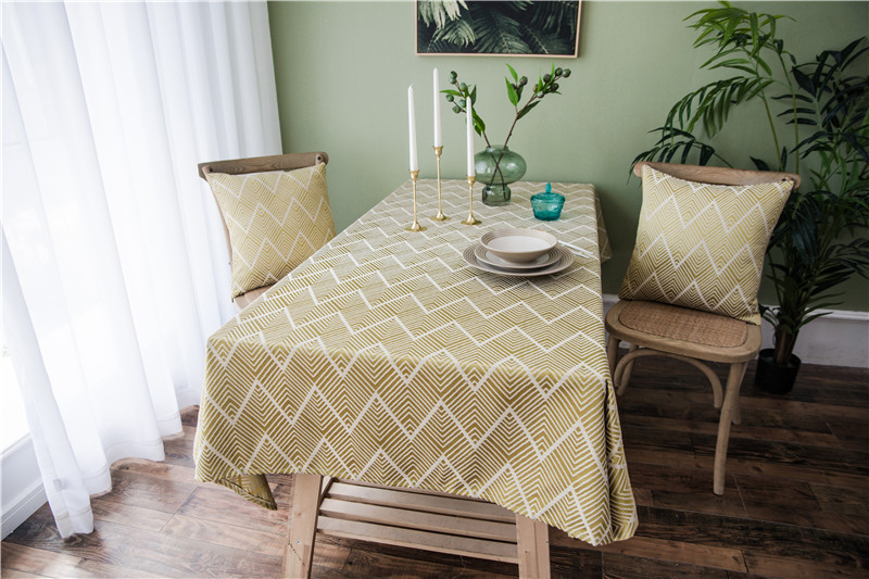 Waterproof Modern Minimalist Jacquard Wave Pattern Nordic Rectangular Coffee Table Dining Tablecloth Manufacturer_voghion.com