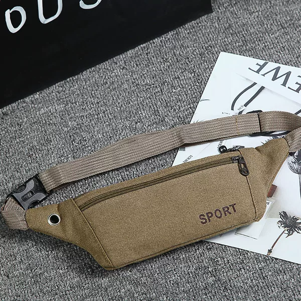 New Canvas Waist Bag for Men and Women, Close-Fitting Outdoor Sports Multifunctional Cross-Body Wallet for Running, Retro Style