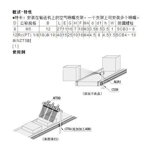 带式输送机塑料链板输送机用配件输送侧面输送机用空气喷嘴支架