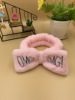 Demi-season face mask with letters with bow for face washing, headband, Korean style, with embroidery