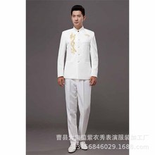 男款青花瓷大合唱演出服舞蹈服中山装二胡表演服民乐演奏服主持人