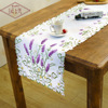 Rural white embroidered lavender tablecloth series tribute satin polyester embroidered table cloth table flag disk cushion sleeve promotion