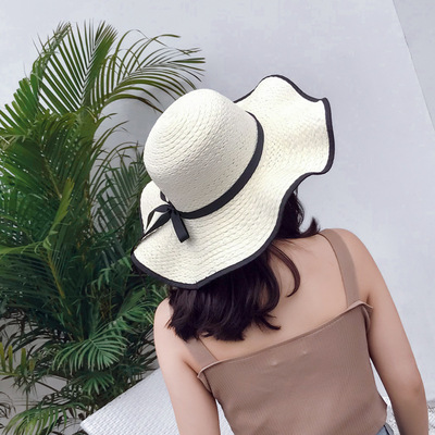 新款太阳帽女 沙滩帽 草帽 镂空防晒 可折叠韩版夏|ms