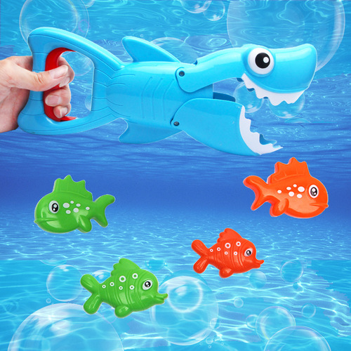 Cross-border shark clipping fun, big fish eating small fish, bathing and playing in summer, children's fishing and shark hunting bathroom water toys