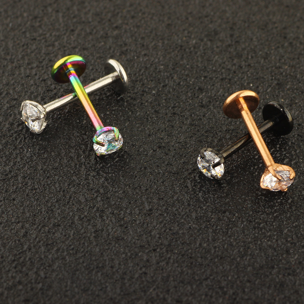 Fashion Rhombus Stainless Steel Inlay Ear Studs 1 Piece