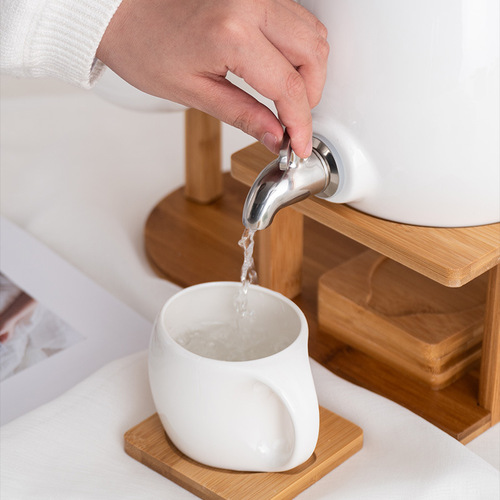 Nordic Creative Ceramic Cup Set Large Capacity White Porcelain Water Cups Cold Water Pitcher Juice Drink Bucket with Copper Spout