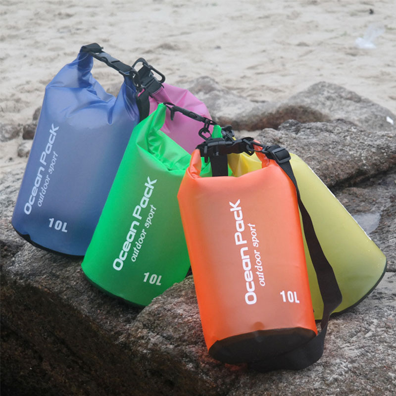 沙滩防水桶袋PVC防水包半透明漂流袋单双肩游泳包户外浮潜运动包