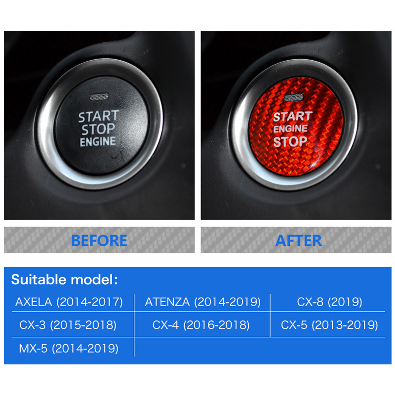 适用马自达CX-3 CX-5车型一键启动真碳纤维干碳制品汽车内装饰品