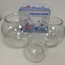 PET环保塑料透明鱼缸水族箱龟缸塑料圆形迷你植物盆透明塑料龟缸