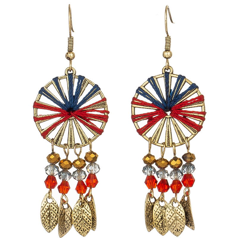 Retro Hand-woven Colorful Cotton Tassel Earrings display picture 8