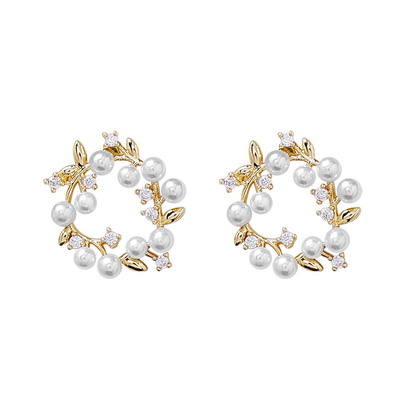 925 Argent Aiguille Doux Mini Petite Perle Guirlande Strass Anneau Boucles D'oreilles Mori Style Girly Capricieux Cercle Boucles D'oreilles display picture 7