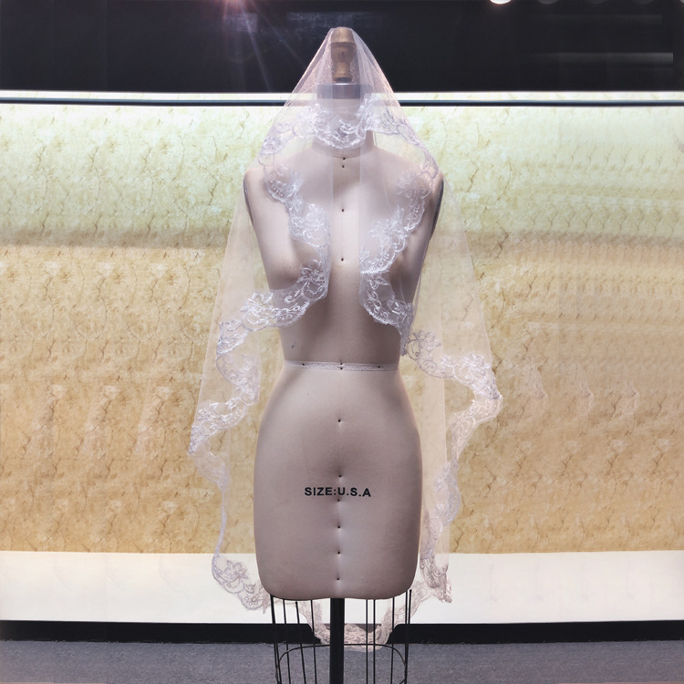 ElegMoon頭紗 婚紗頭紗 歐美短頭紗蕾絲頭紗頭紗 新娘批發廠家