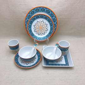 KONNO摆台新疆阿拉伯伊斯兰穆斯林西域风格盘碗杯勺 摆台密胺餐具