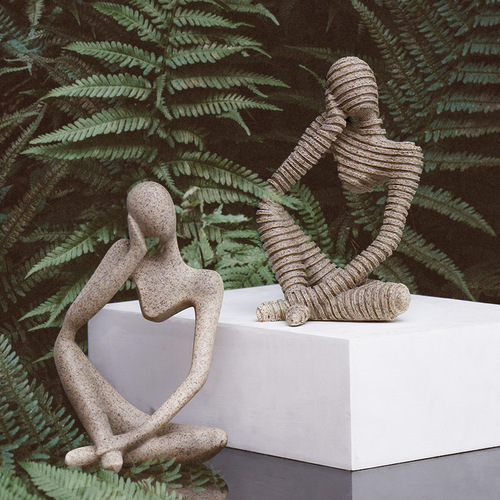 Nordic creative bookshelf home decor personal sculpture furniture living room office sandstone abstract figurine ornament