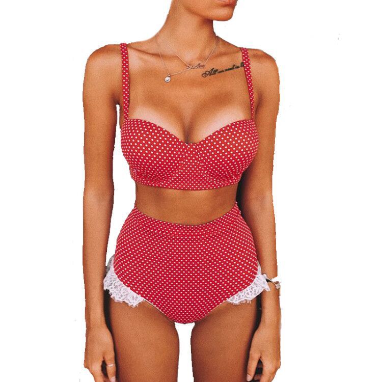 Women's polka dot push up bra bikini