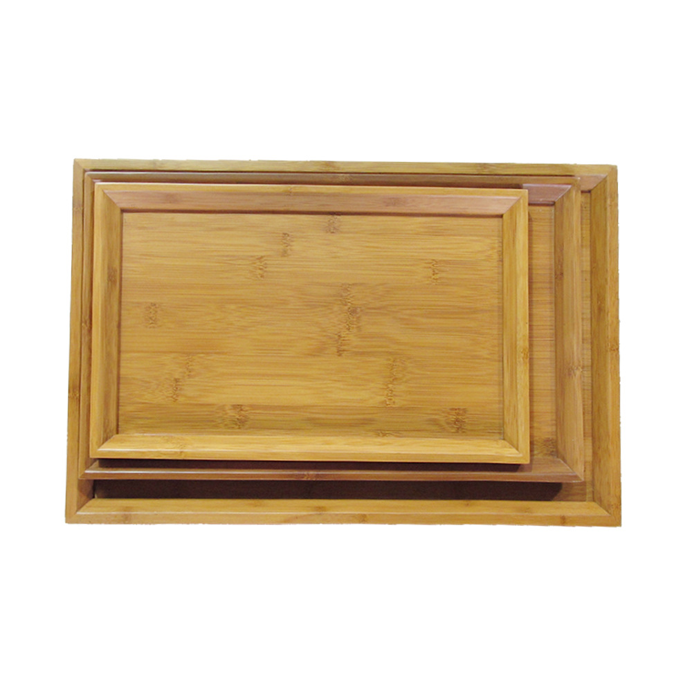 工厂直销现货竹制出口品质 长方形斜边矮盘