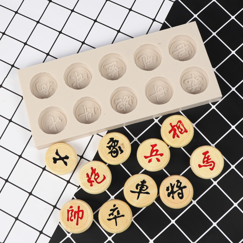 DIY cristal epoxi ajedrez molde chino ajedrez fondant cake molde chocolate hornear pastel herramienta