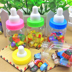 卡通奶瓶橡皮擦 創意瓶裝水果動物橡皮 可愛學生禮物兒童文具批發