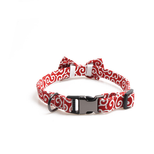 Japanese butterfly clip dog collar with Chinese knot, pet collar with half-metal clips, suitable for medium to large dogs, can be engraved