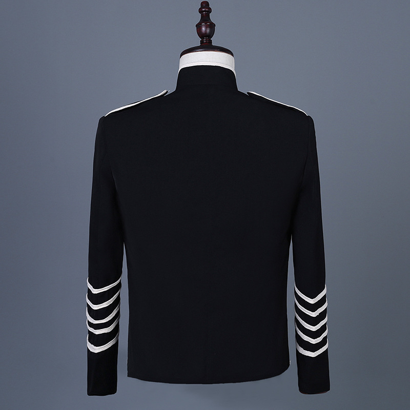 Men's Suit Jacket Retro Black Embroidered Blazer Stage Performance_voghion.com