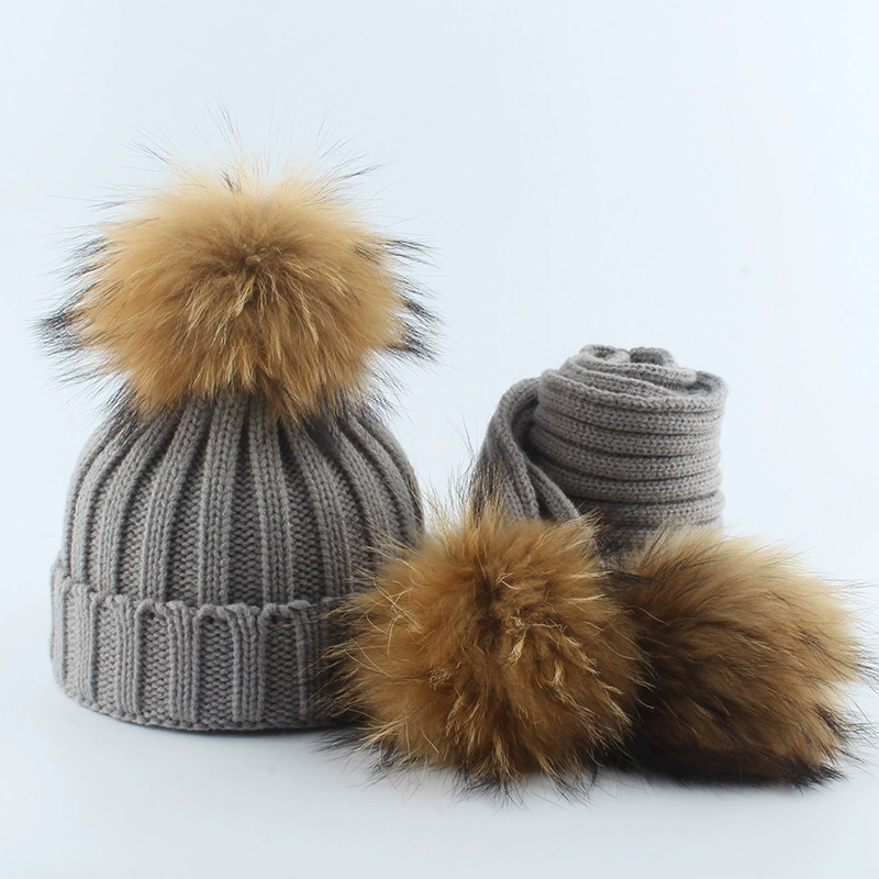 Winter children's scarf, hat, knitted woolen keep warm set, increased thickness