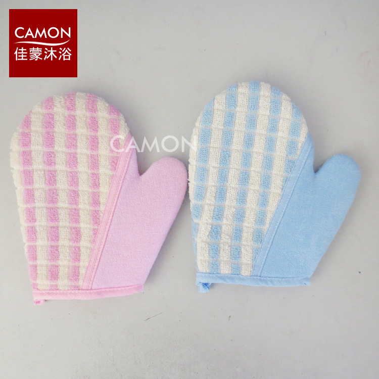 Plaid Linen Inclined Sponge Gloves Plaid Linen Gloves Polyester Fine Towel Ramie Bath Towel