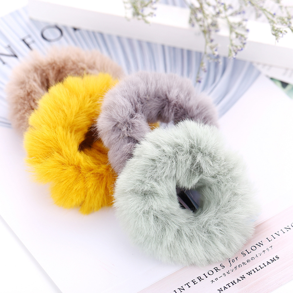 Korean Cute Candy Color Rabbit Fur loop Random Color Creative Simple Mink Hair Rope